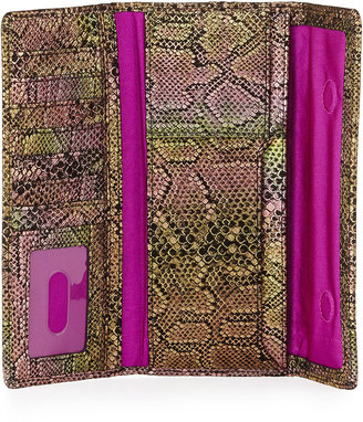 Hobo Sadie Metallic Snake-Print Magnetic Flap Wallet, Iridescent