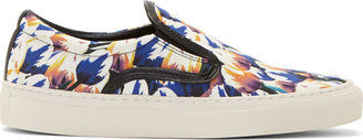 Mother of Pearl Blue Tulip Print Achilles Slip-On Sneakers