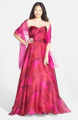 Mikael AGHAL Ruched Silk Organza Strapless Gown