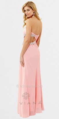 Faviana Strapless Jeweled Side Cutout Evening Dresses