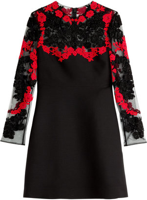 Valentino Embellished Crepe Dress with Lace