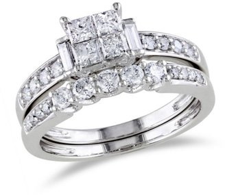 DiamoreTM 1 CT Multi-Shape Diamond Bridal Ring Set in 14k White Gold