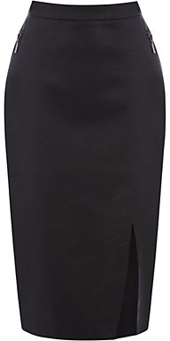Oasis Pippa Faux Leather Pencil Skirt, Black