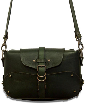Elia Téo+NG "Leather shoulder bag in army green"