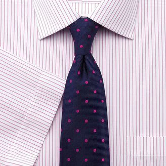 Charles Tyrwhitt Pink fine stripe non-iron short sleeve Slim fit shirt
