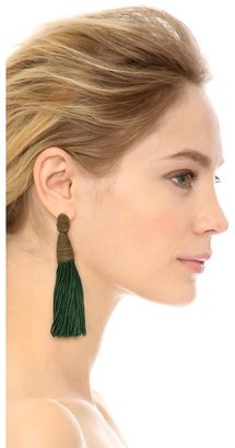 Oscar de la Renta Long Silk Tassel Earrings
