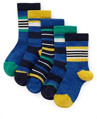 Marks and Spencer 5 Pairs of Cotton Rich Chunky Striped Socks (1-7 Years)