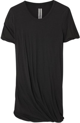 Rick Owens Black ruched cotton jersey T-shirt