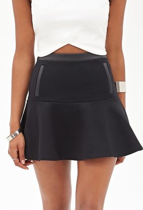 Forever 21 Fluted Faux Leather-Trimmed Skirt