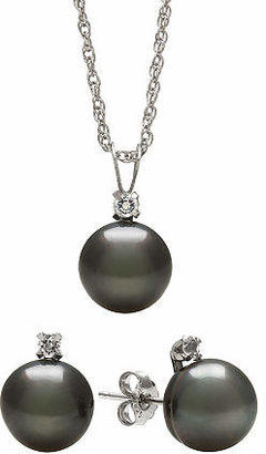 Genuine Tahitian Pearl and White Topaz Necklace & Earring Set Family
