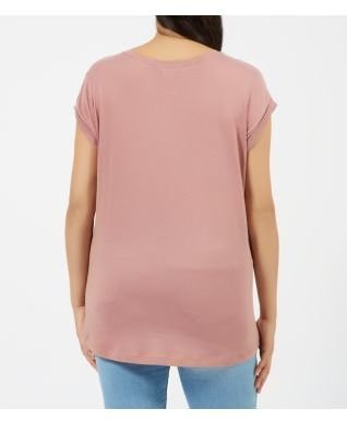New Look Inspire Pink Roll Sleeve T-Shirt