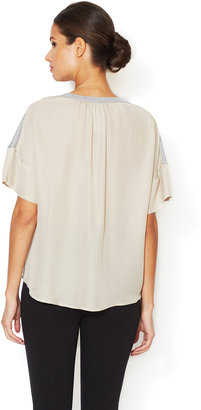 Heather Jersey Tee with Silk Chiffon Accents