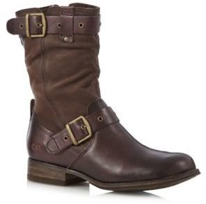 Caterpillar Brown leather zipped mid ankle boots