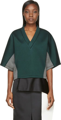 Marni Green & Gray Oversized Neoprene Sweater