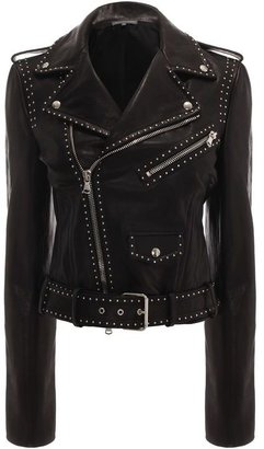 Alexander McQueen Studded Grainy Leather Biker Jacket