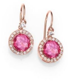 Suzanne Kalan Pink Topaz, White Sapphire and 14K Rose Gold Earrings