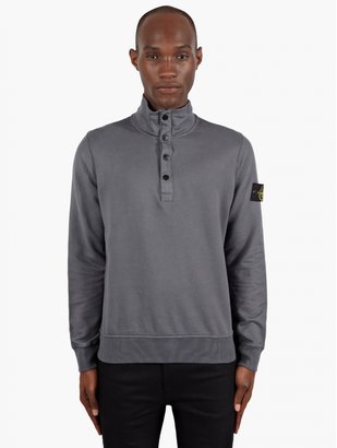 Stone Island Men's Grey Garment Dyed High-Neck Sweatshirt