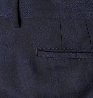 Paul Smith Navy Slim-Fit Shadow Check Woven Suit Trousers