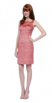 Kay Unger Lace Detailed Tweed Cocktail Dress