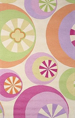 Kas Rugs 0430 Kidding Around Pastel Peppermints Round Area Rug, 7-Feet 6-Inch by 9-Feet 6-Inch, Pastel