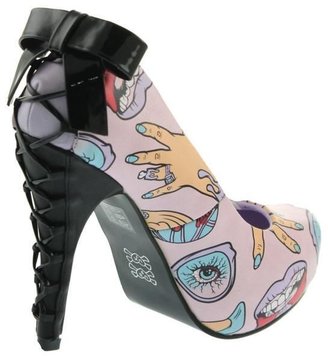 Iron Fist NEW Glamour Guts Pink Graphic Slip On Platform Heels Shoes 11 BHFO