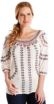 Lucky Brand Geo Embroidered Top