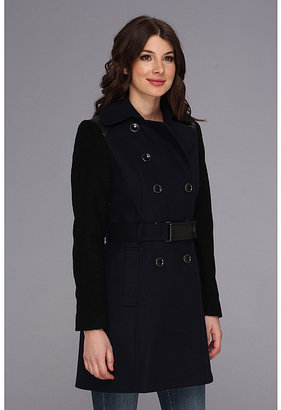 DKNY Trench w/ Boiled Wool Sleeve Coat
