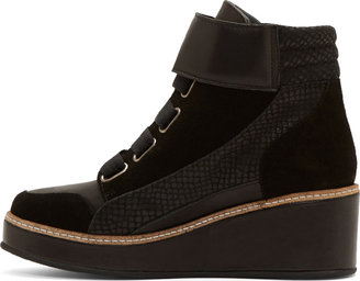 Surface to Air Black Leather Siastep Wedge Sneakers