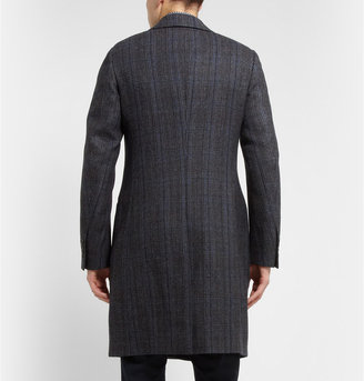 Façonnable Check Woven-Wool Overcoat
