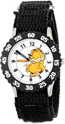 EWatchFactory Kids' W000600 Garfield Kid's Time Teacher Black Bezel Black Velcro Strap Watch