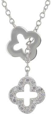 Lord & Taylor Sterling Silver & Cubic Zirconia Double Clover Necklace