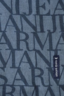 Armani Jeans Scarf In Logo Patterned Gauze