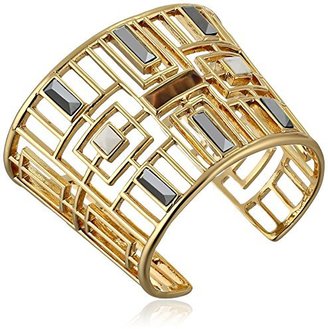 Trina Turk The Visionary" Gold-Plated Tigers Eye Stone Cut Out Cuff Bracelet