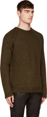 BLK DNM Green Alpaca Melange Knit Sweater
