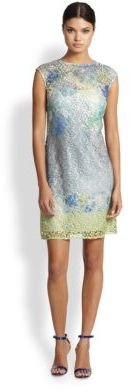 Kay Unger Digital-Print Lace Shift Dress