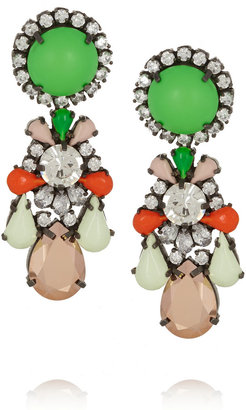 Shourouk Marguerite gunmetal-tone painted crystal earrings