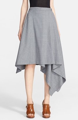 Michael Kors Asymmetrical Hem Tropical Wool Skirt
