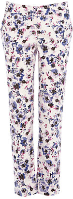 Warehouse Pansy Print Trousers, Purple Pattern
