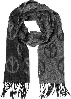 Moschino Peace Sign Print Wool Scarf