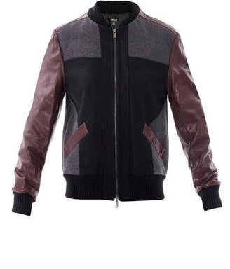 DKNY Block colour leather jacket