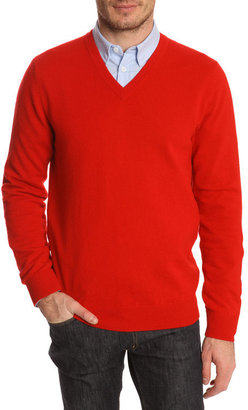 Menlook Label 100% Cashmere Red V-Neck Sweater