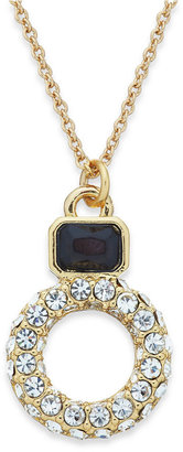Kate Spade Gold-Tone Jet Stone and Crystal Circle Pendant Necklace