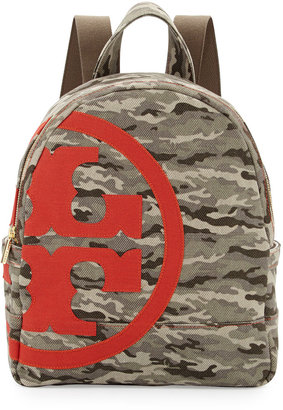 Tory Burch Camouflage Canvas Logo Backpack