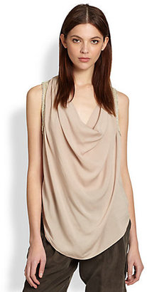 Haute Hippie Embellished Cowl Muscle Top
