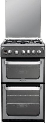 Hotpoint Ultima HUG52G 50cm Double Oven Gas Cooker with FSD - Graphite