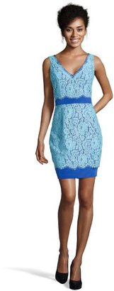 Gemma turquoise and cobalt silk lace party dress