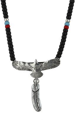Topman Eagle Thong Bead Necklace