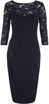 House of Fraser Planet Navy Jersey Lace Dress