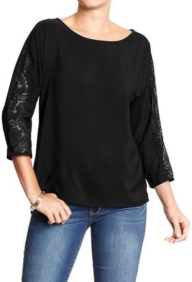 Old Navy Women's Lace-Sleeve Crepe Tops