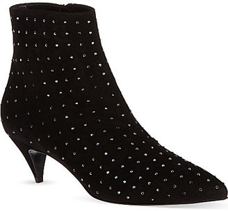 Saint Laurent Cat boots in crystal stud black suede